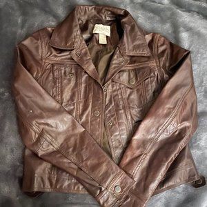 ♥ Hugo Buscati 100% Genuine Leather Jacket Chocolate Brown Women's Small ♥
